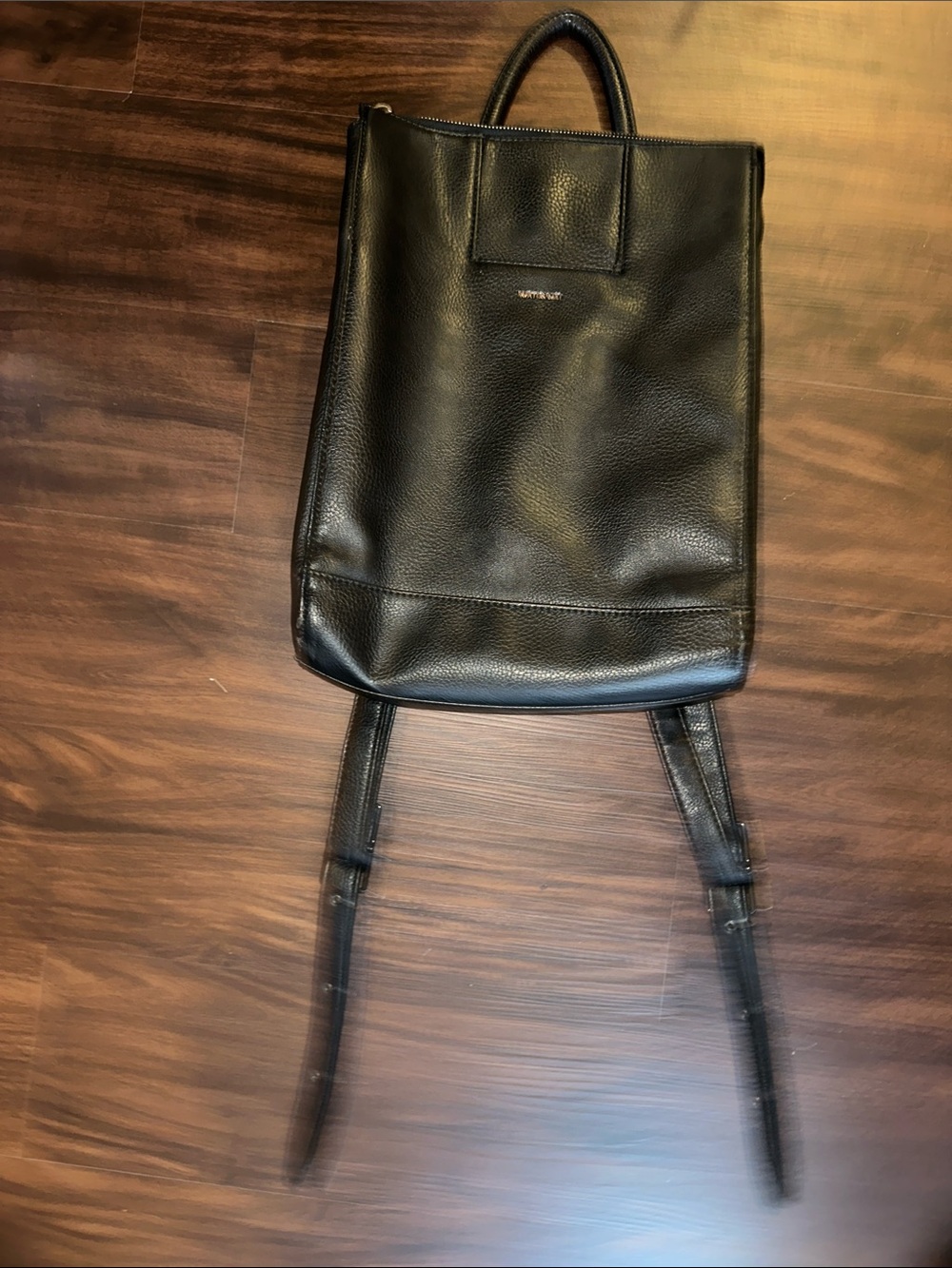 Matt & Nat Black Vegan Leather Backpack Tote